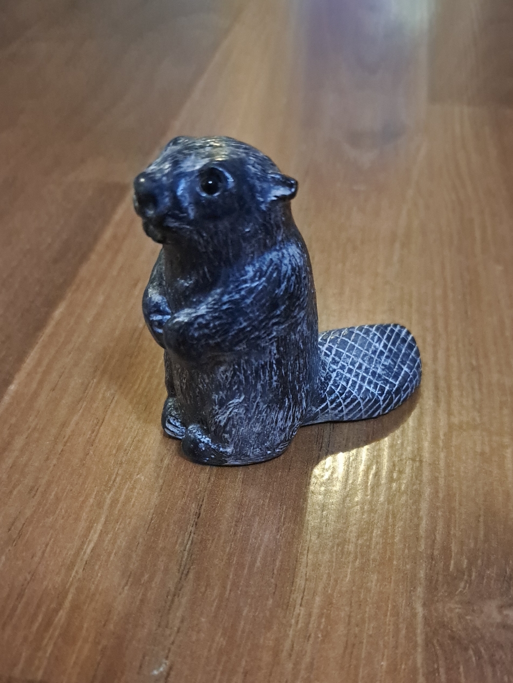 Adorable Gray Resin Beaver Figurine for Home Décor